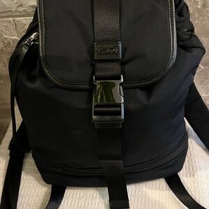 TUMI Black Backpack with Buckle Closure